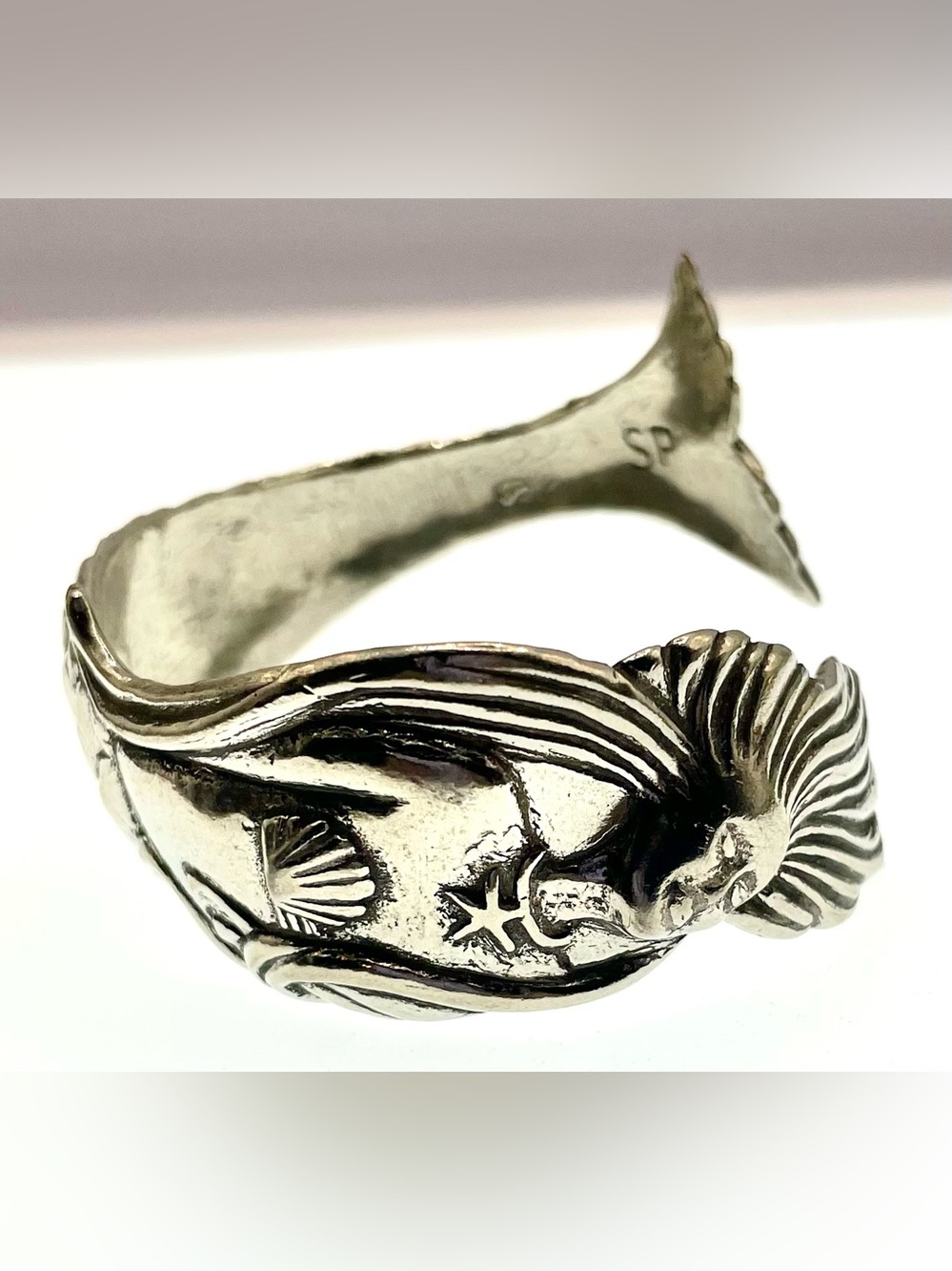 Vintage Mermaid Cuff Salisbury Pewter Bracelet SP Nautical Ocean Mermaidcore